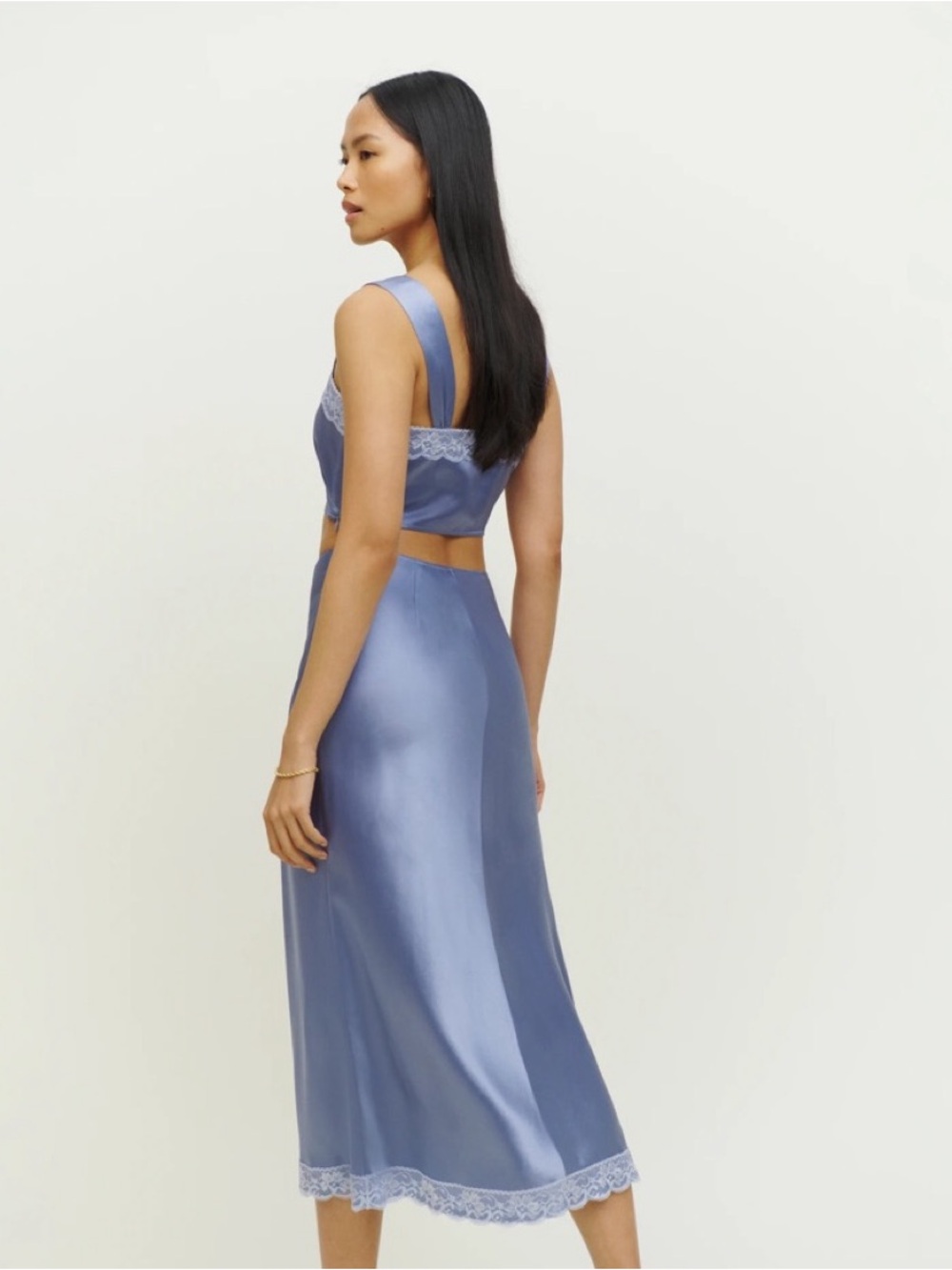 Reformation silk two piece set baby blue. - Picture 2 of 10